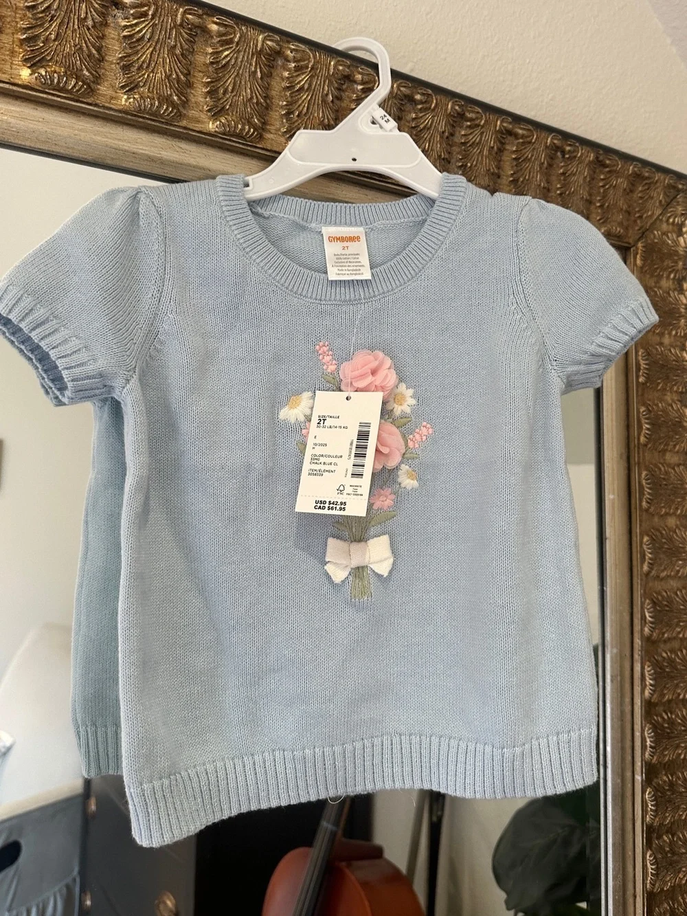 NEW Gymboree 2T Girls Embroidered Bouquet Sweater Top - Enchanted Garden - Blue